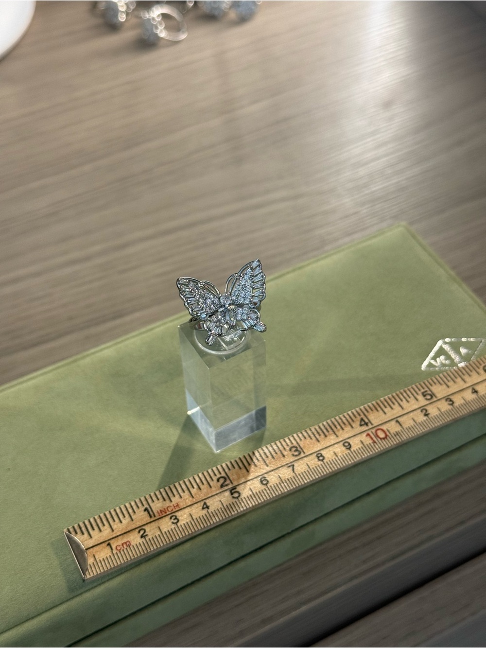 Silver Butterfly Crystal Ring - Sparkling Butterfly Statement adjustable band